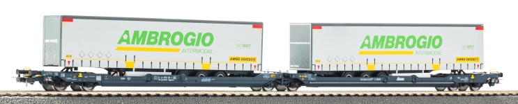 Piko 24635 - H0 - 2-tlg. Set Containertragwagen T3000e Ambrogio, Wascosa, Ep. VI